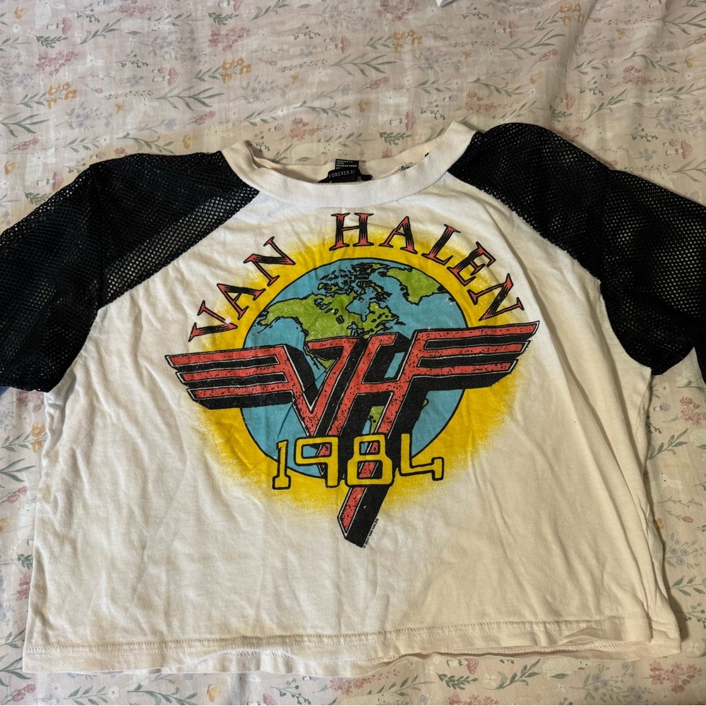 Van Halen 1984 Graphic Raglan Tee with Black Mesh Sleeves